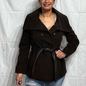 Cole Haan Chocolate Pea Coat Jacket Sz 10